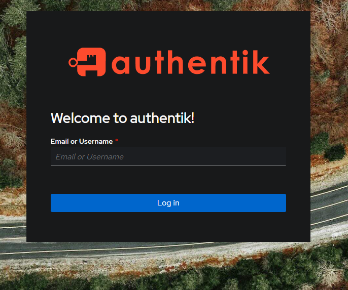 authentik Login Screen