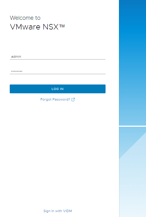 Logging in using vIDM local admin credentials