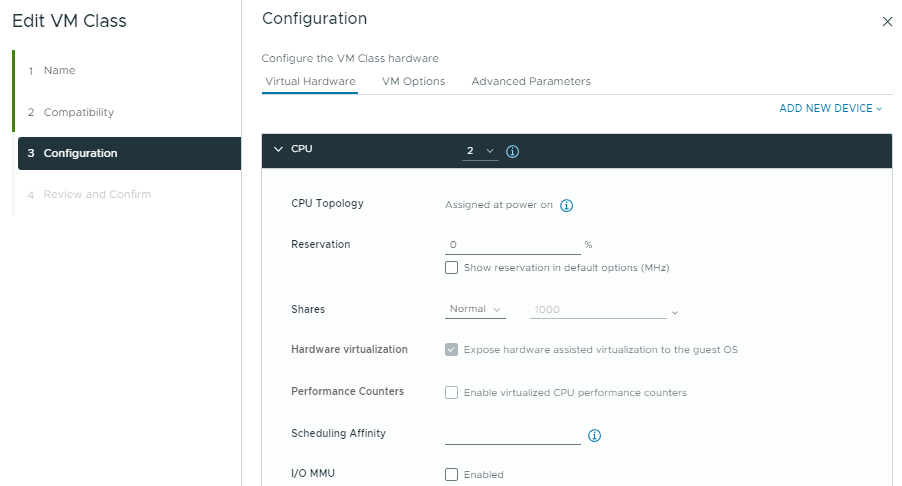 VM class has hardware virtualization enabled